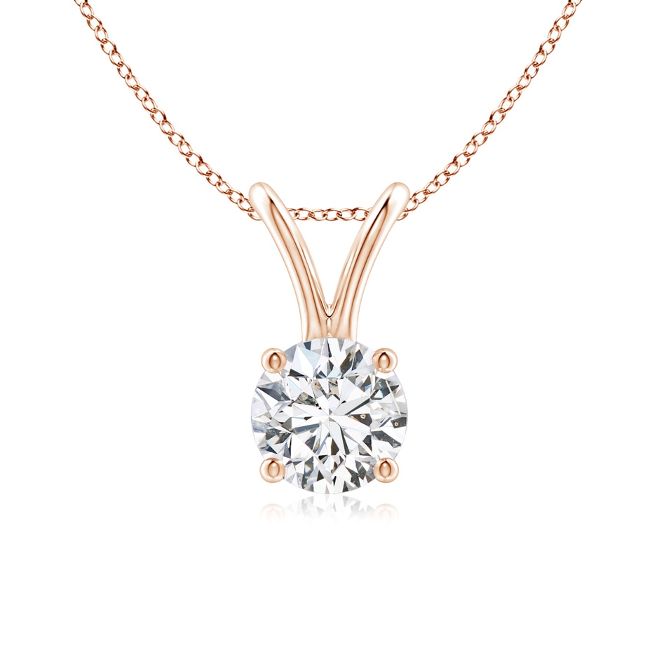 5.1mm HSI2 Round Diamond Solitaire V-Bale Pendant in Rose Gold 