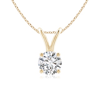 5.1mm HSI2 Round Diamond Solitaire V-Bale Pendant in Yellow Gold