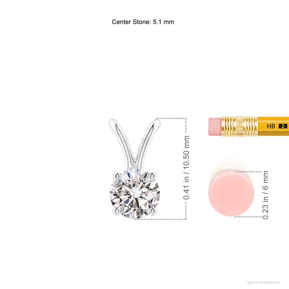5.1mm IJI1I2 Round Diamond Solitaire V-Bale Pendant in P950 Platinum ruler