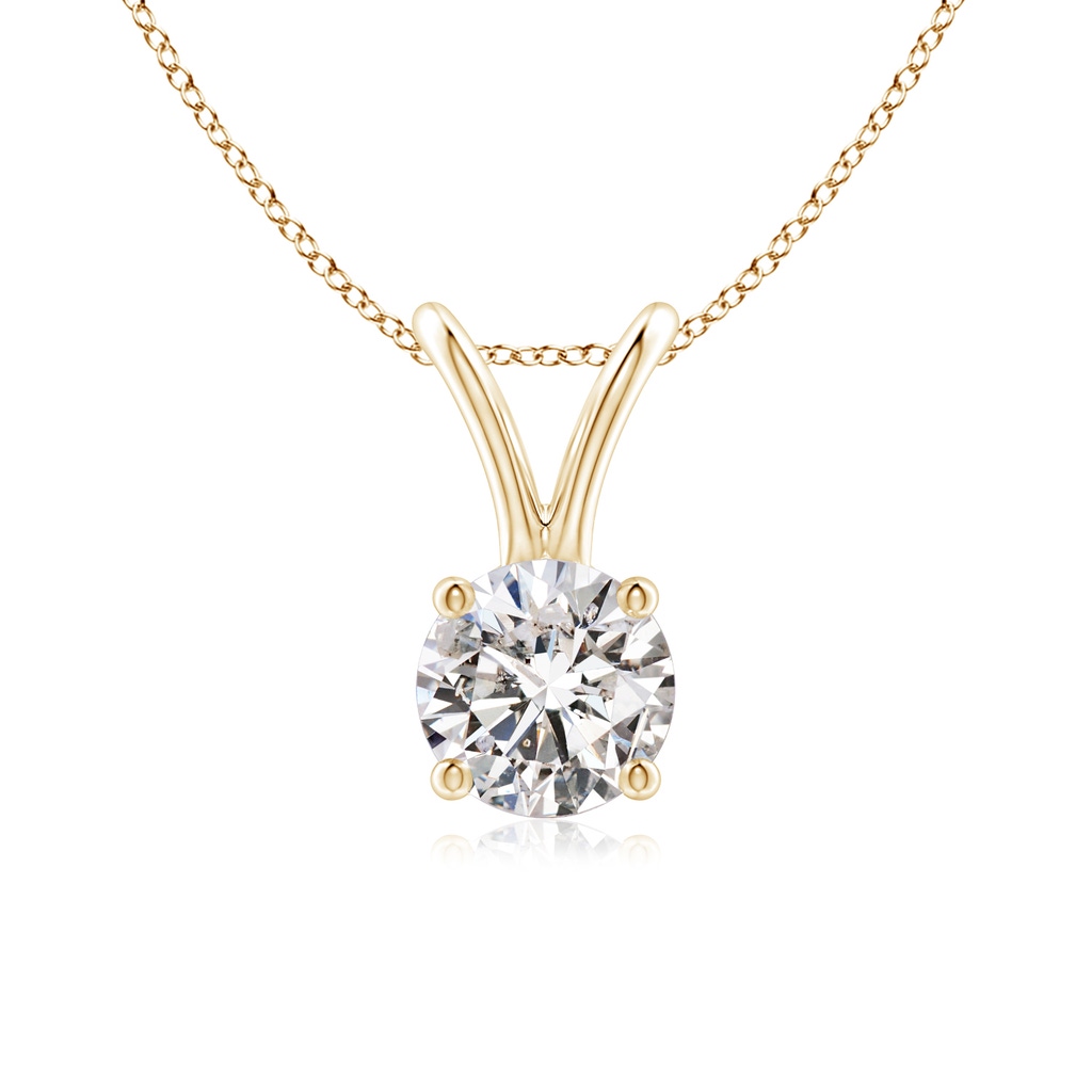 5.1mm IJI1I2 Round Diamond Solitaire V-Bale Pendant in Yellow Gold