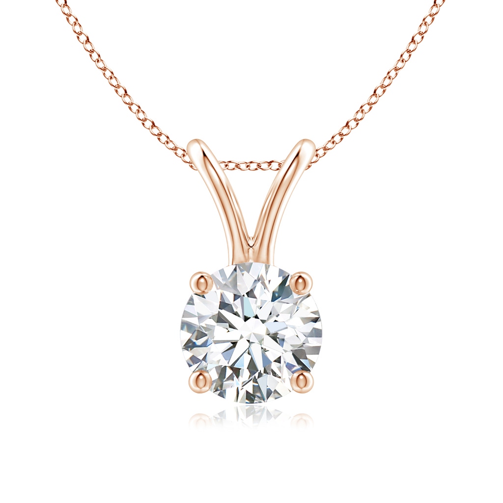 5.9mm GVS2 Round Diamond Solitaire V-Bale Pendant in Rose Gold 