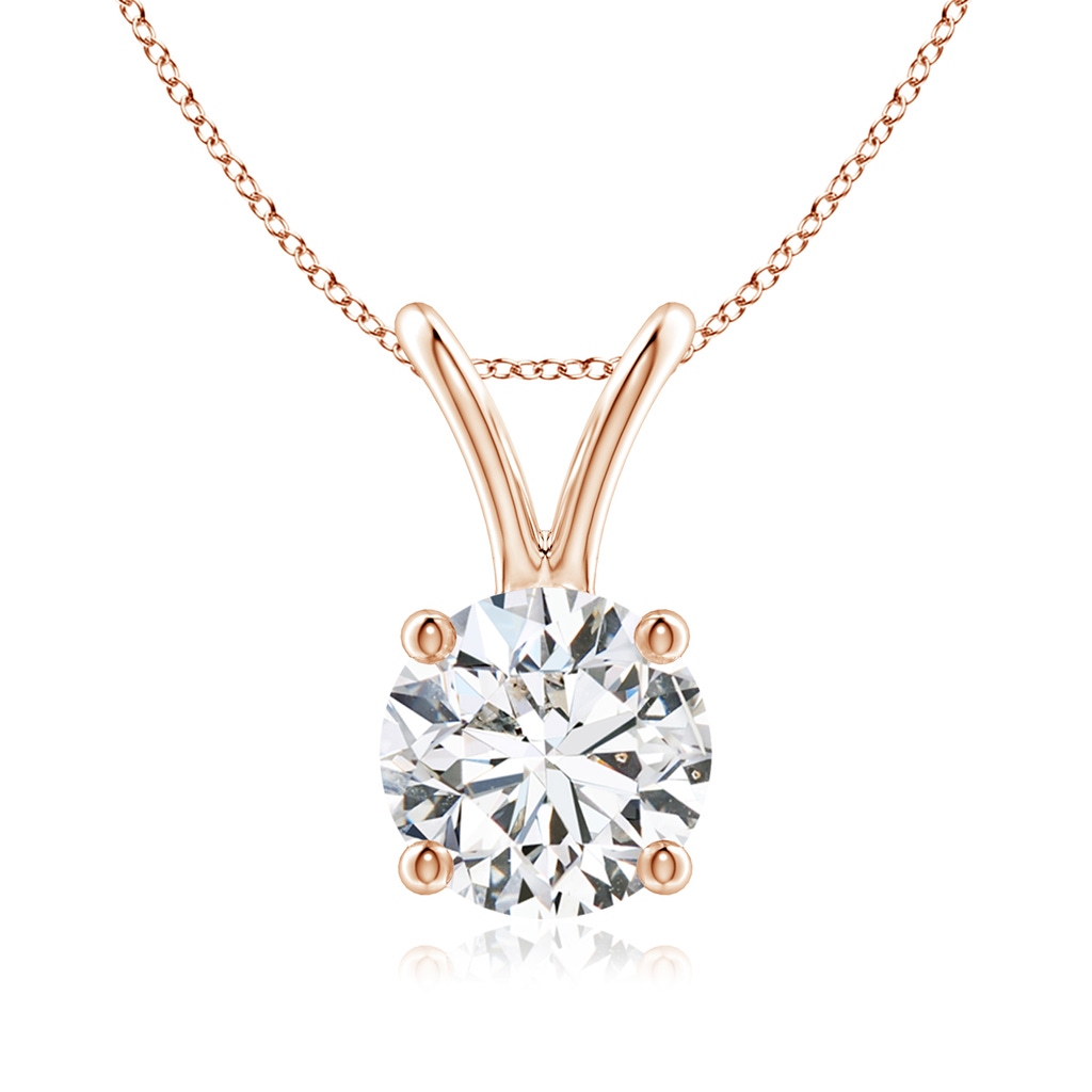 6.4mm HSI2 Round Diamond Solitaire V-Bale Pendant in Rose Gold 