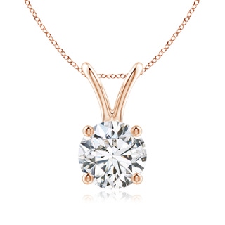 6.4mm HSI2 Round Diamond Solitaire V-Bale Pendant in Rose Gold