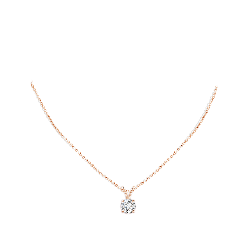 6.4mm HSI2 Round Diamond Solitaire V-Bale Pendant in Rose Gold pen