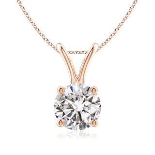 6.4mm IJI1I2 Round Diamond Solitaire V-Bale Pendant in Rose Gold