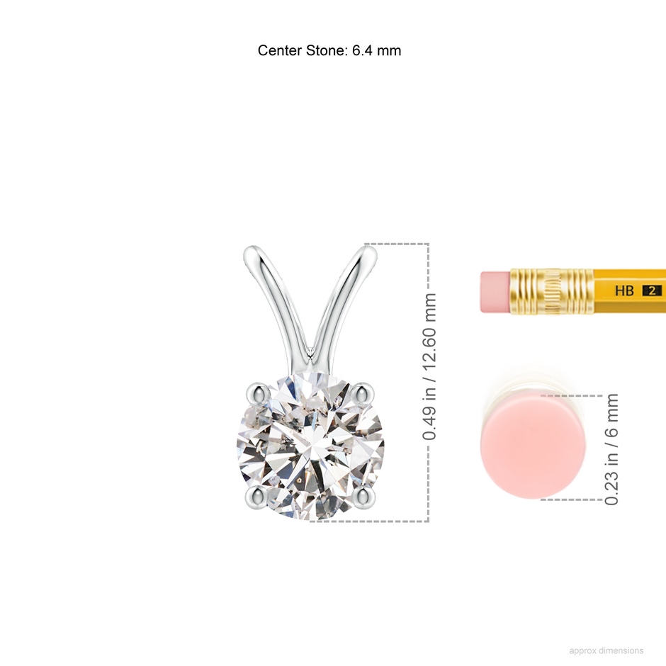 6.4mm IJI1I2 Round Diamond Solitaire V-Bale Pendant in White Gold ruler