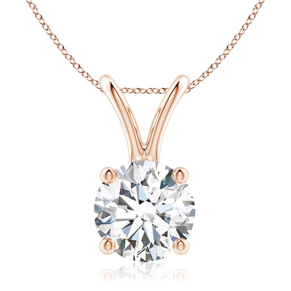 8.1mm GVS2 Round Diamond Solitaire V-Bale Pendant in Rose Gold 