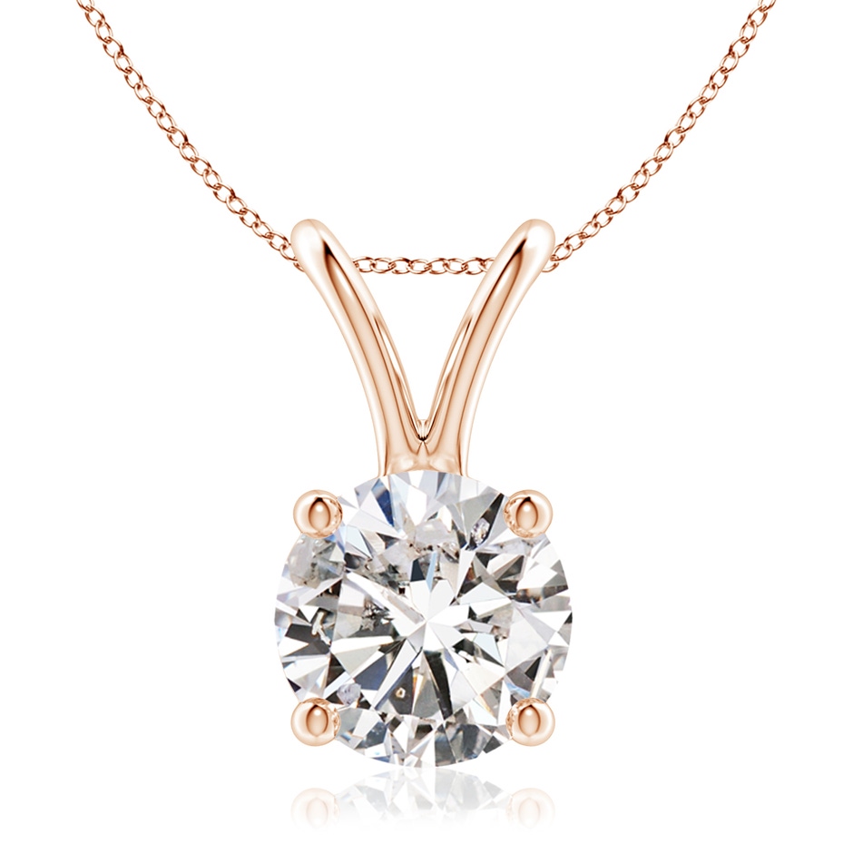 8.1mm IJI1I2 Round Diamond Solitaire V-Bale Pendant in Rose Gold 
