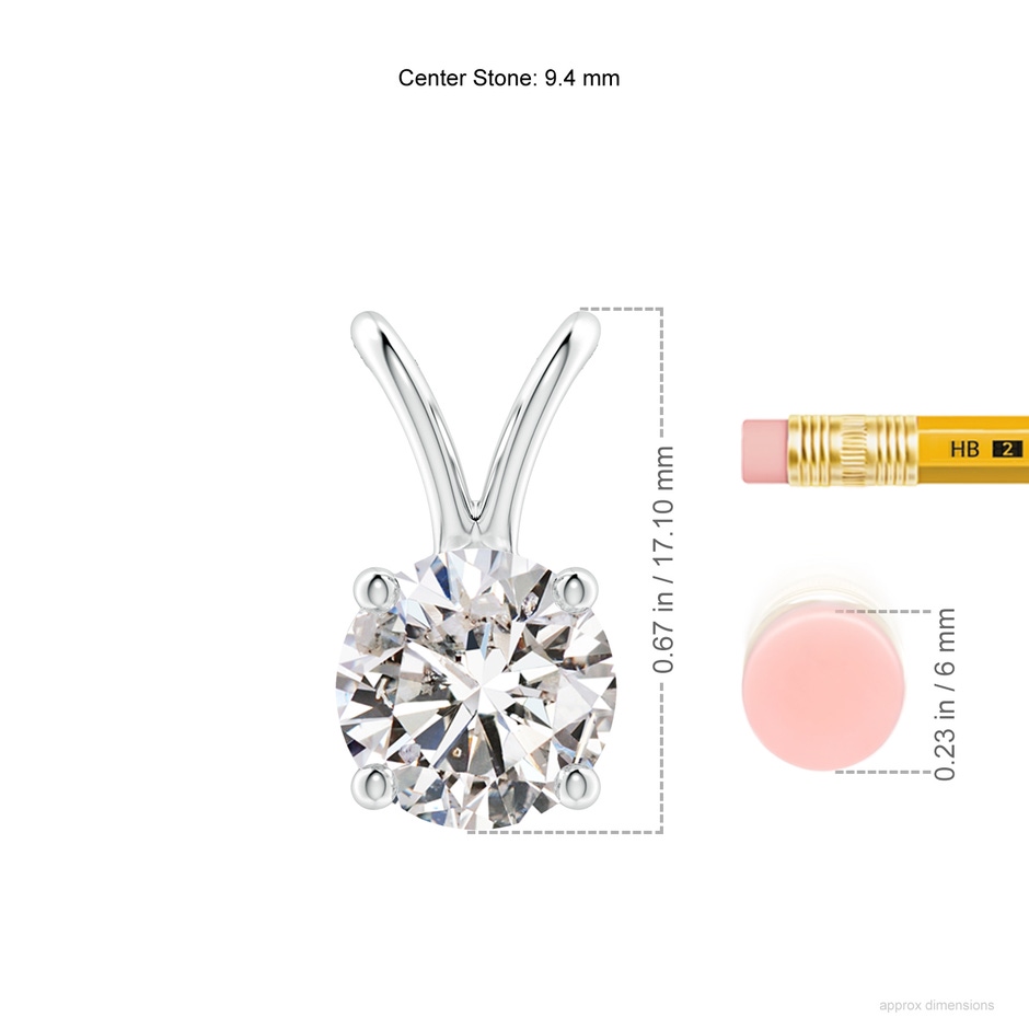 9.4mm IJI1I2 Round Diamond Solitaire V-Bale Pendant in P950 Platinum ruler