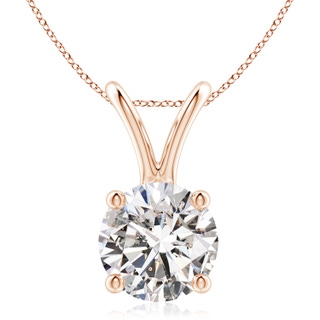 9.4mm IJI1I2 Round Diamond Solitaire V-Bale Pendant in Rose Gold