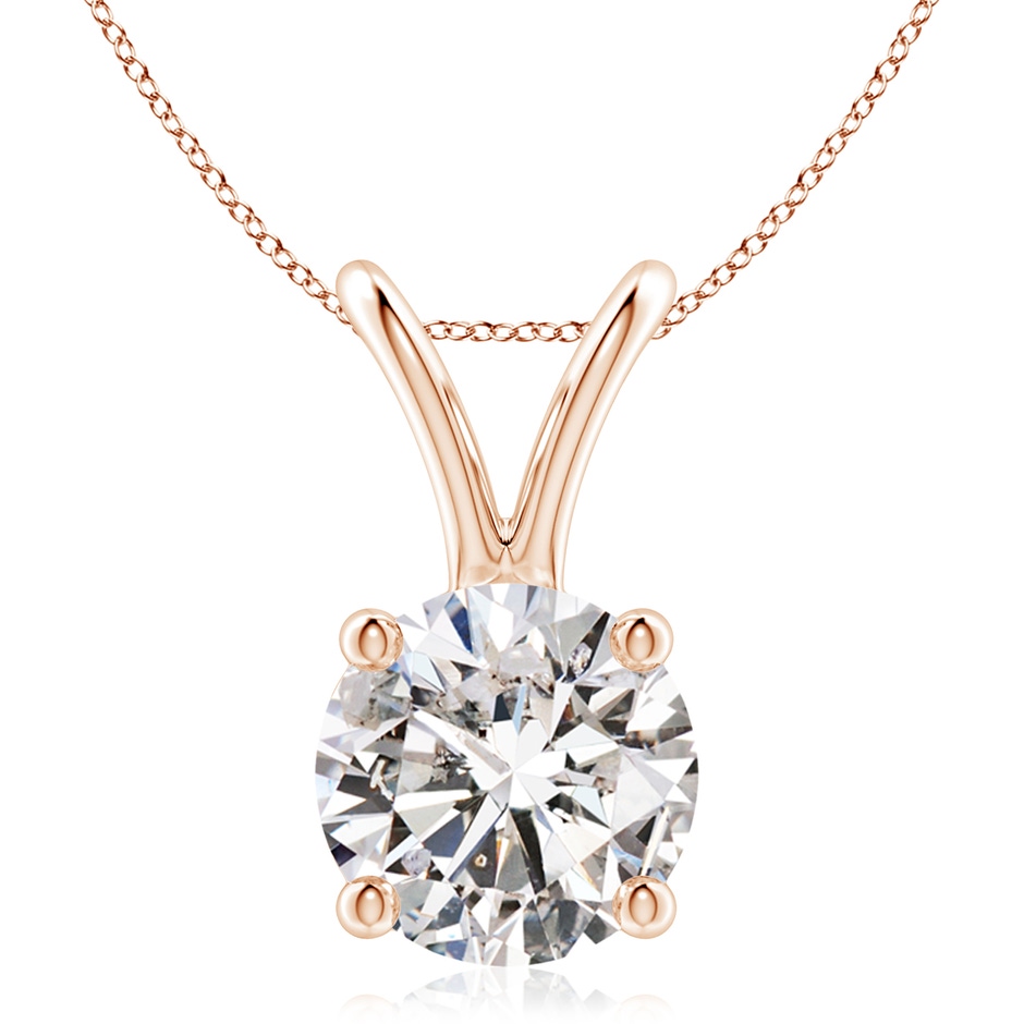9.4mm IJI1I2 Round Diamond Solitaire V-Bale Pendant in Rose Gold 