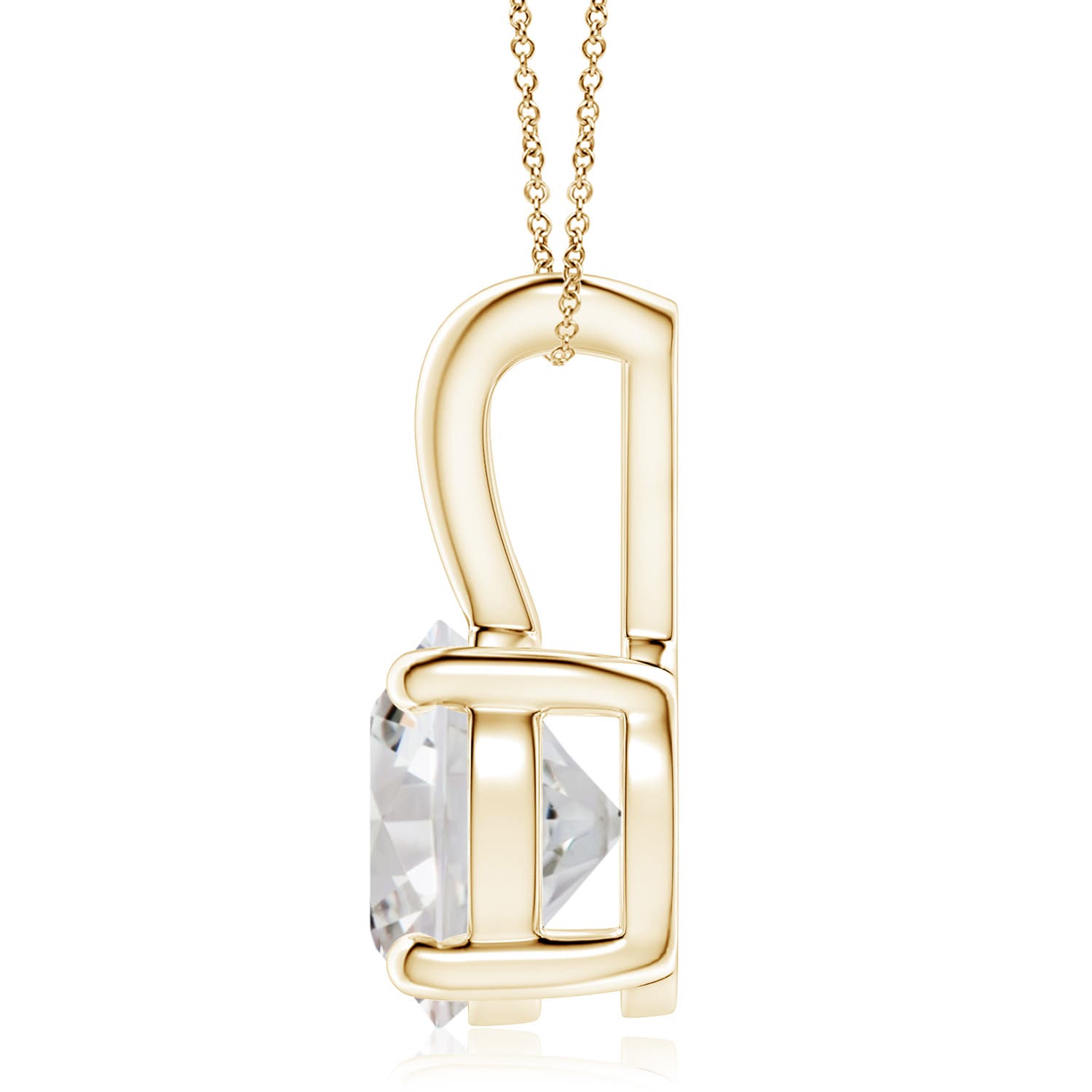 9.4mm IJI1I2 Prong-Set Round Diamond Solitaire V-Bale Pendant in Yellow Gold