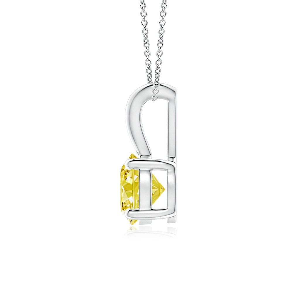 5.1mm AAAA Round Fancy Intense Yellow Diamond Solitaire V-Bale Pendant in P950 Platinum - side 199