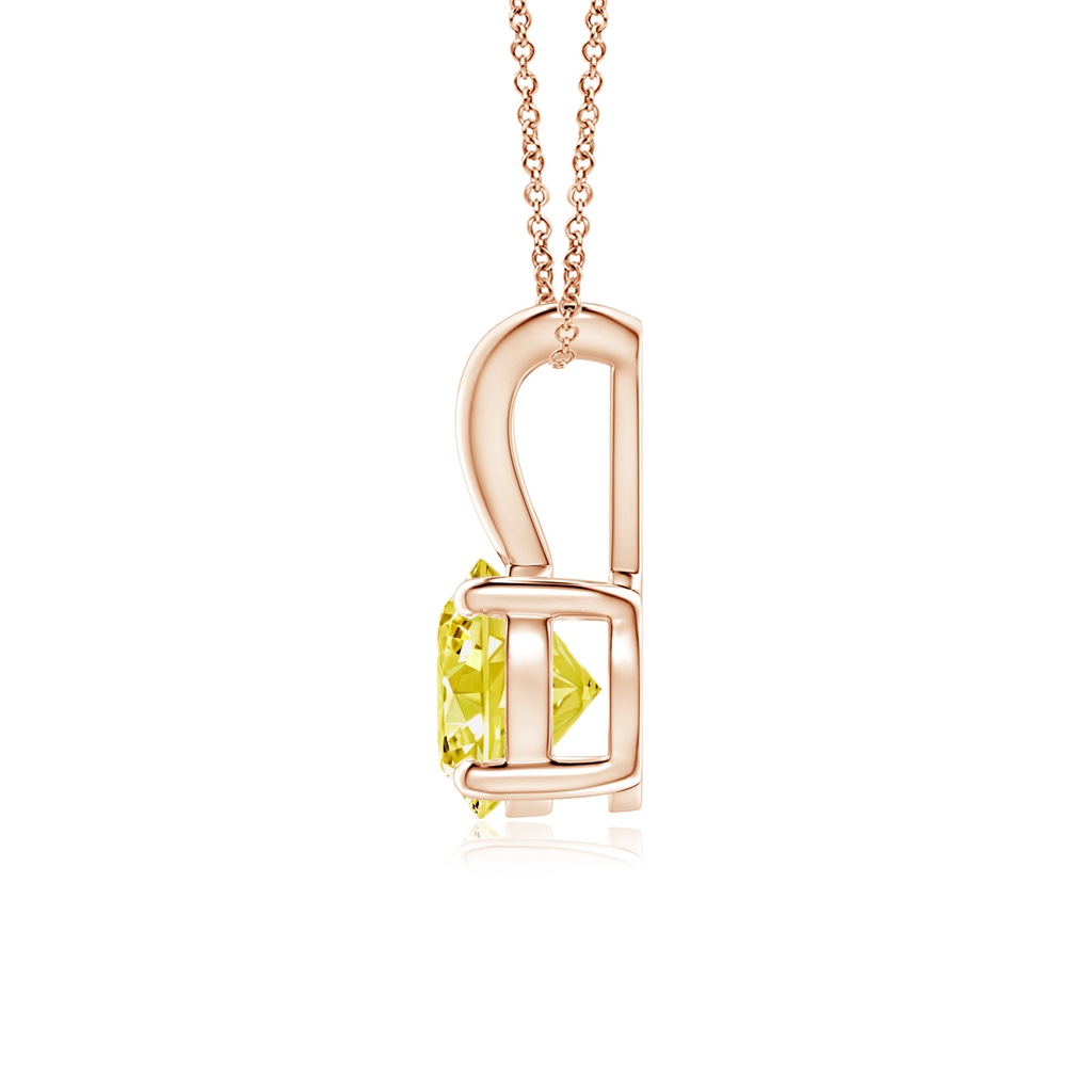 5.1mm AAAA Round Fancy Intense Yellow Diamond Solitaire V-Bale Pendant in Rose Gold - side 199
