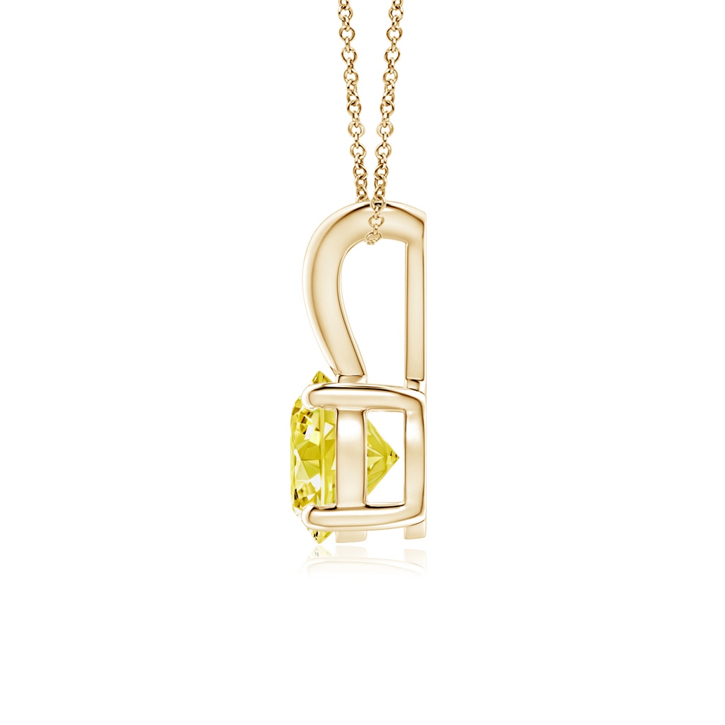 5.1mm AAAA Round Fancy Intense Yellow Diamond Solitaire V-Bale Pendant in Yellow Gold - side 199
