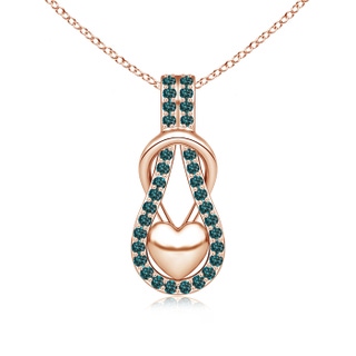 1.3mm AA Blue Diamond Infinity Knot Pendant with Puffed Heart in Rose Gold