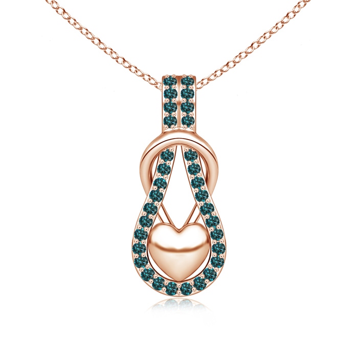 1.3mm AA Blue Diamond Infinity Knot Pendant with Puffed Heart in Rose Gold 