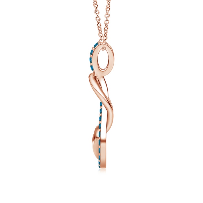 1.3mm AA Blue Diamond Infinity Knot Pendant with Puffed Heart in Rose Gold product image