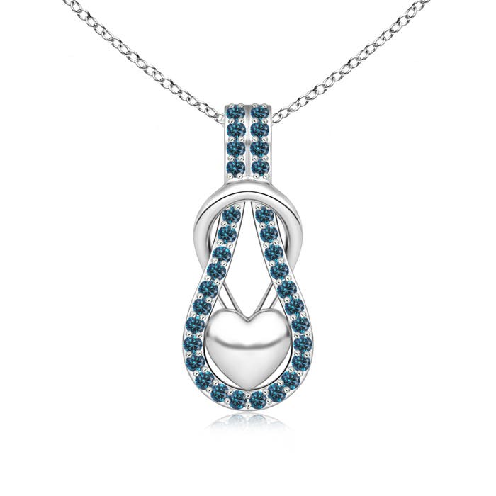 1.3mm AAA Blue Diamond Infinity Knot Pendant with Puffed Heart in P950 Platinum