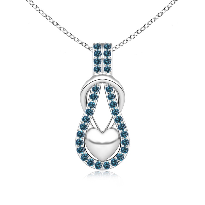 1.3mm AAA Blue Diamond Infinity Knot Pendant with Puffed Heart in P950 Platinum