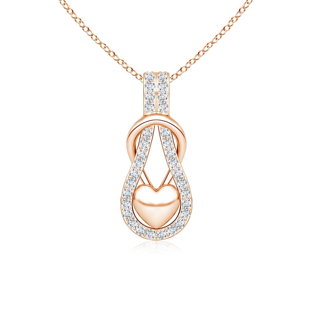 1.3mm GVS2 Diamond Infinity Knot Pendant with Puffed Heart in Rose Gold