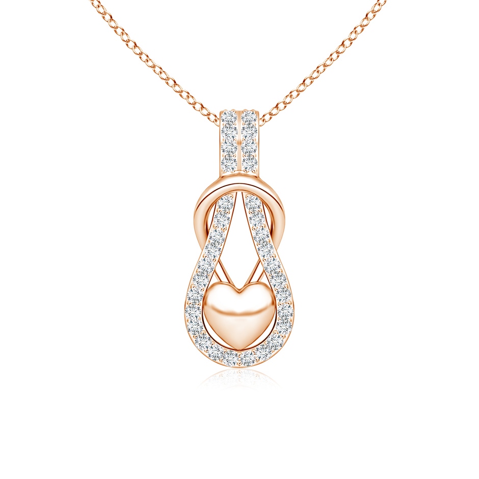 1.3mm GVS2 Diamond Infinity Knot Pendant with Puffed Heart in Rose Gold 