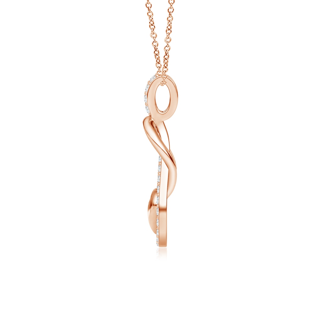 1.3mm GVS2 Diamond Infinity Knot Pendant with Puffed Heart in Rose Gold - side 199