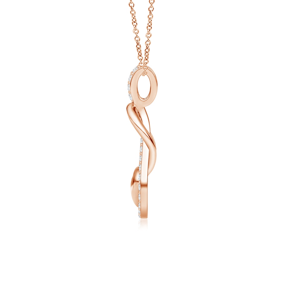 1.3mm GVS2 Diamond Infinity Knot Pendant with Puffed Heart in Rose Gold side 199