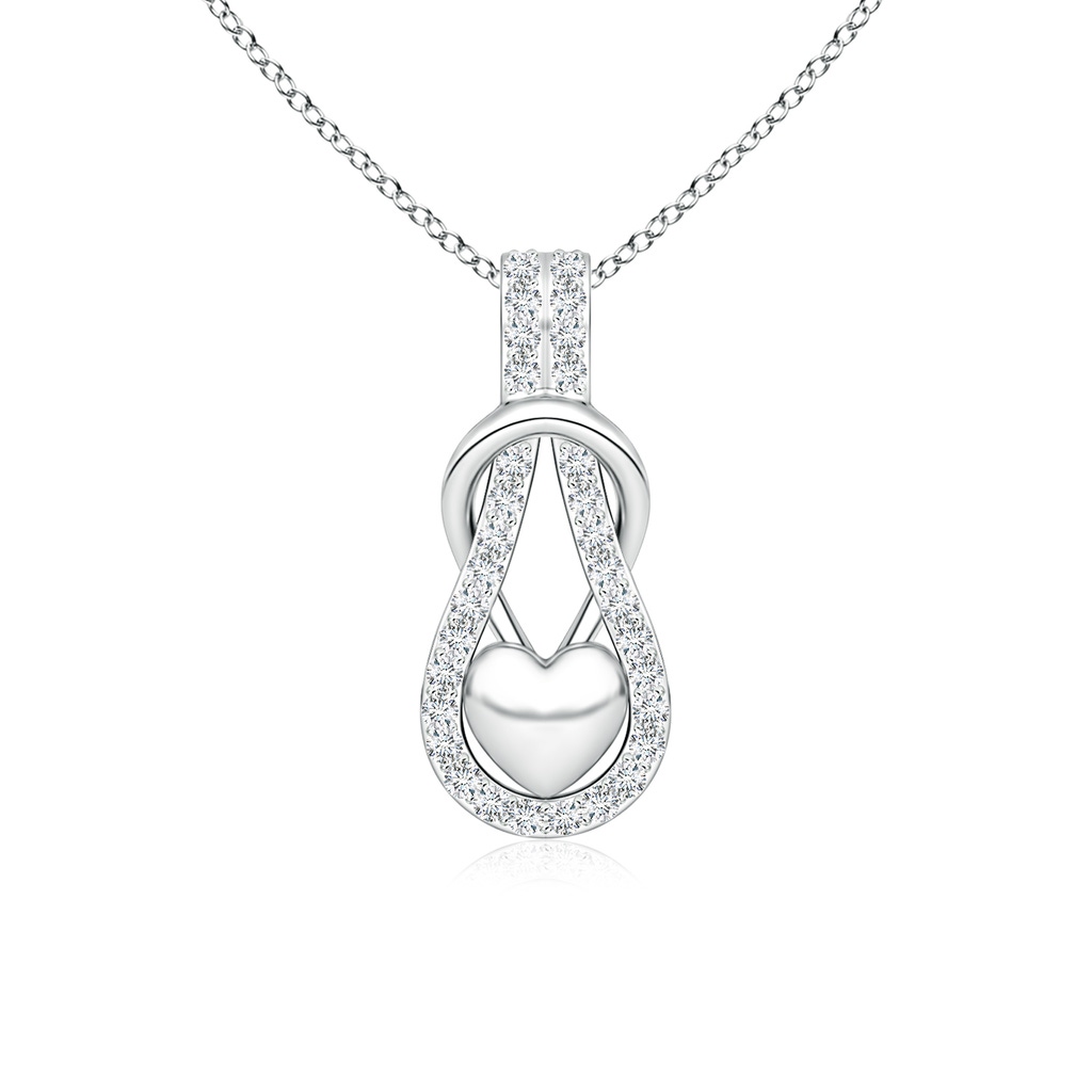 1.3mm GVS2 Diamond Infinity Knot Pendant with Puffed Heart in White Gold 