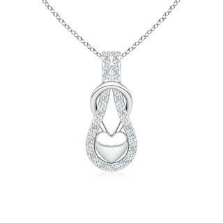 1.3mm GVS2 Diamond Infinity Knot Pendant with Puffed Heart in White Gold