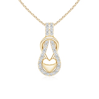 1.3mm GVS2 Diamond Infinity Knot Pendant with Puffed Heart in Yellow Gold