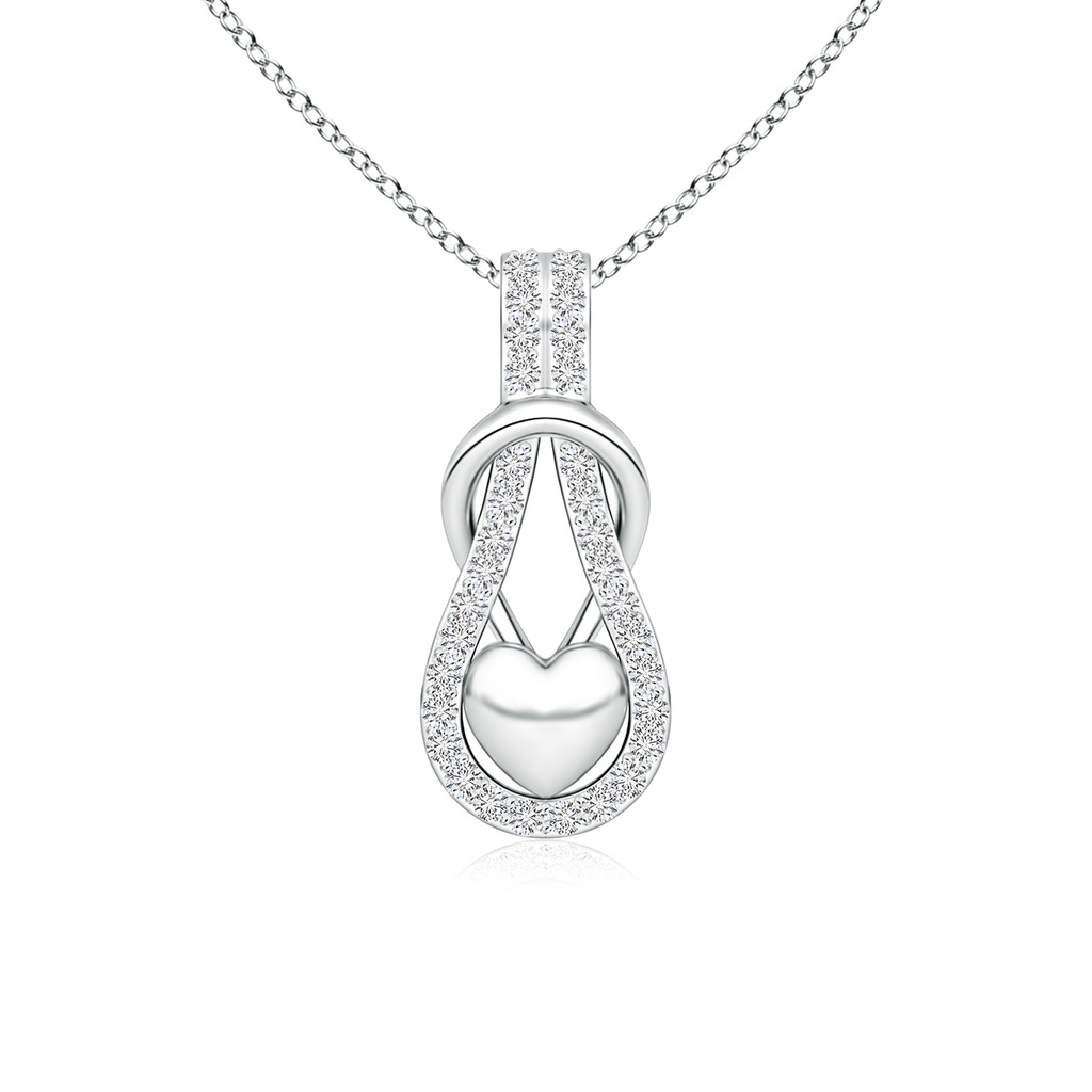 1.3mm HSI2 Diamond Infinity Knot Pendant with Puffed Heart in White Gold 