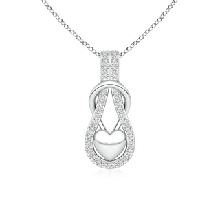 1.3mm HSI2 Diamond Infinity Knot Pendant with Puffed Heart in White Gold