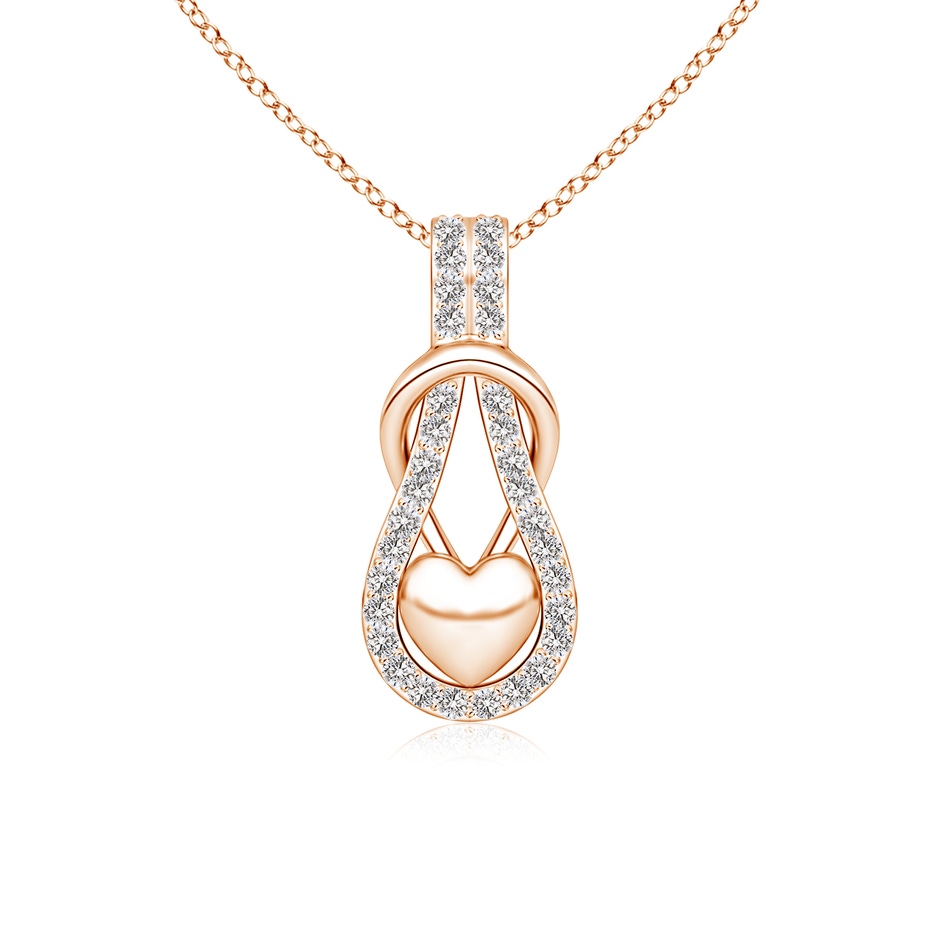 1.3mm IJI1I2 Diamond Infinity Knot Pendant with Puffed Heart in Rose Gold 