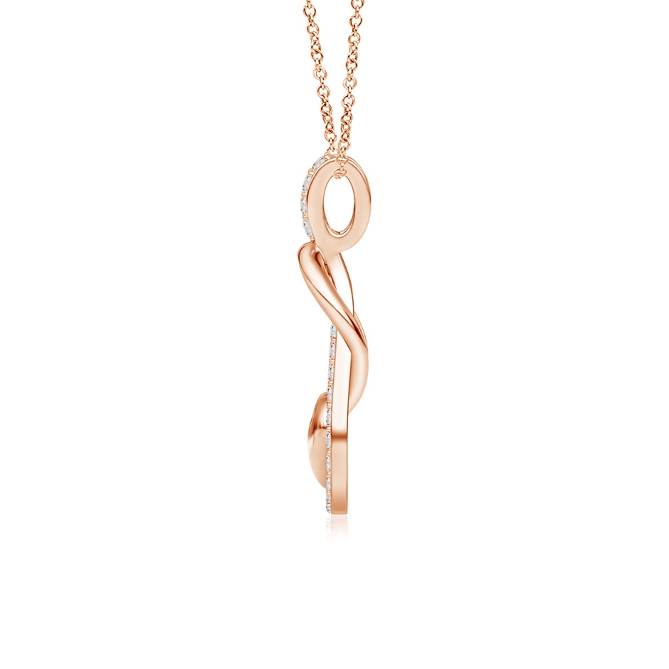 1.3mm IJI1I2 Diamond Infinity Knot Pendant with Puffed Heart in Rose Gold side 199