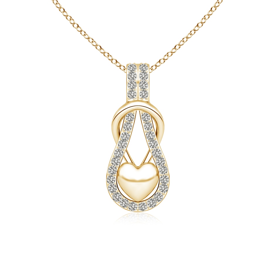 1.3mm KI3 Diamond Infinity Knot Pendant with Puffed Heart in Yellow Gold 
