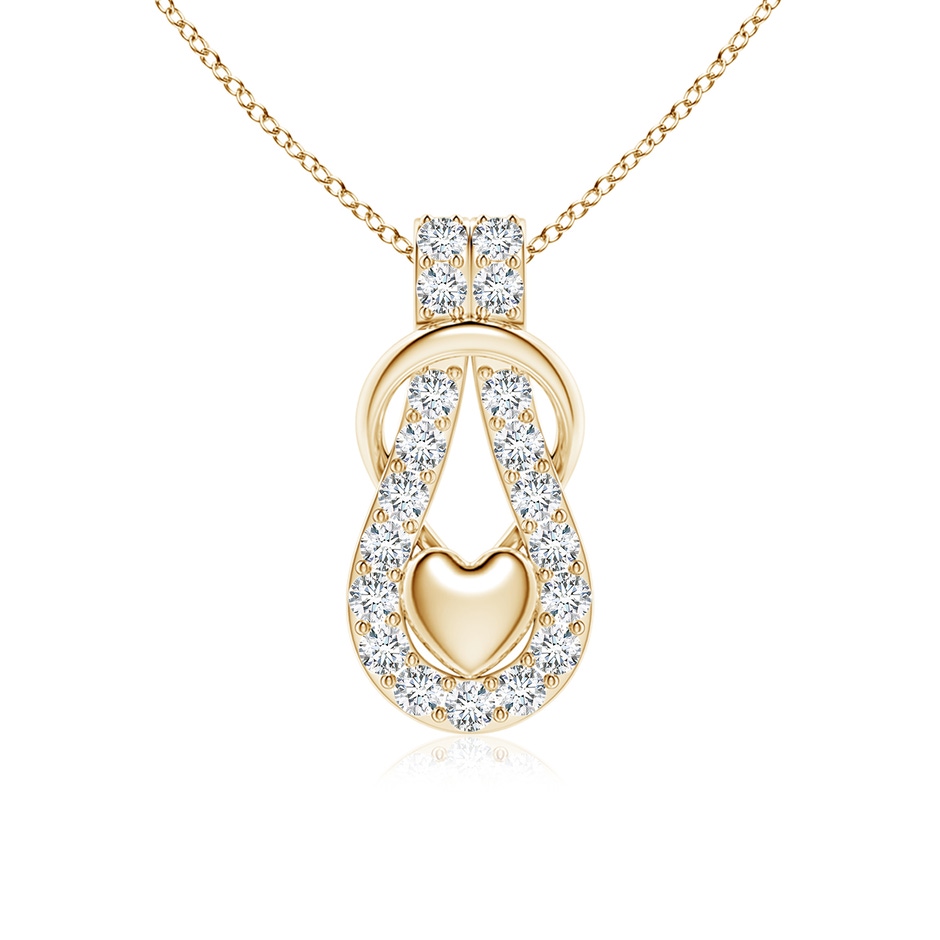 2.3mm GVS2 Diamond Infinity Knot Pendant with Puffed Heart in Yellow Gold 