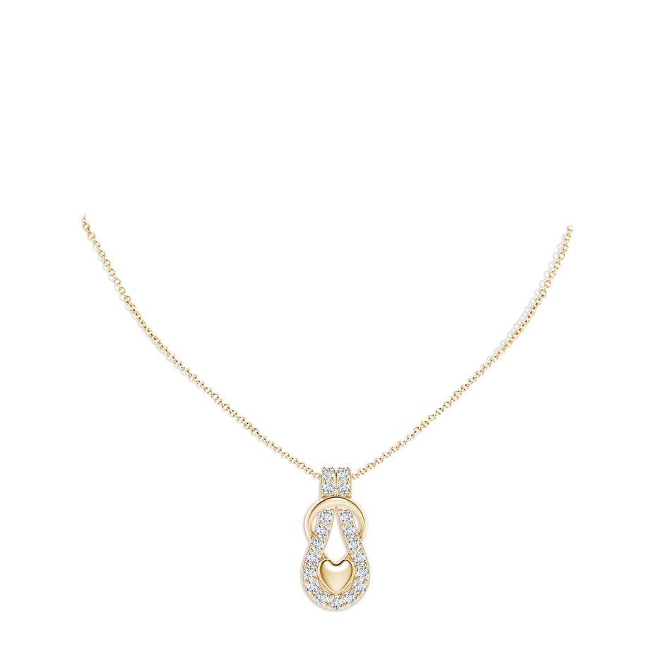 2.3mm GVS2 Diamond Infinity Knot Pendant with Puffed Heart in Yellow Gold pen
