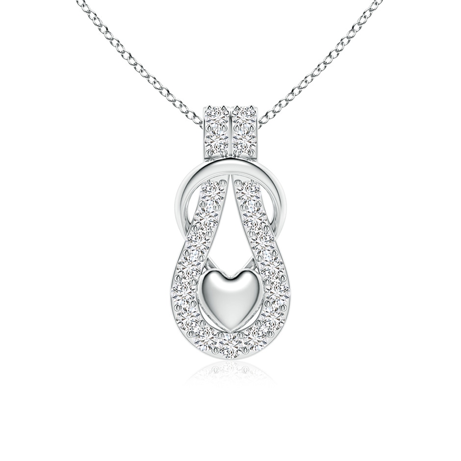 2.3mm HSI2 Diamond Infinity Knot Pendant with Puffed Heart in White Gold 