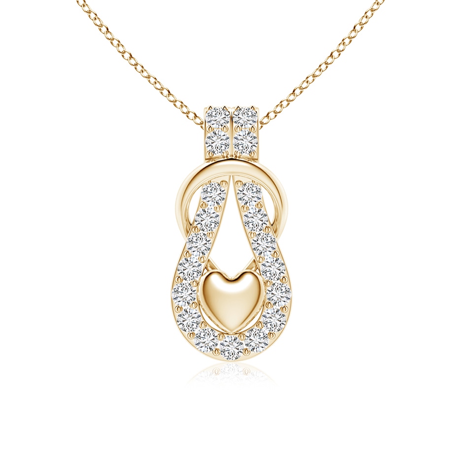 2.3mm HSI2 Diamond Infinity Knot Pendant with Puffed Heart in Yellow Gold 