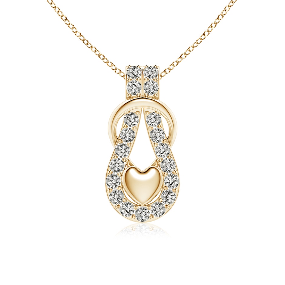 2.3mm KI3 Diamond Infinity Knot Pendant with Puffed Heart in Yellow Gold 