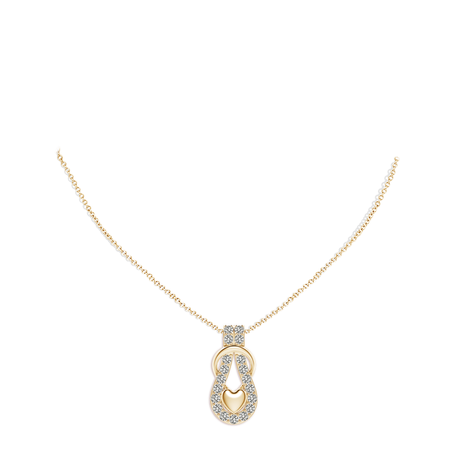 2.3mm KI3 Diamond Infinity Knot Pendant with Puffed Heart in Yellow Gold pen