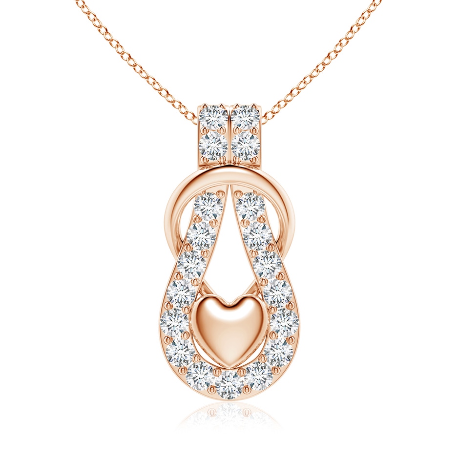 3.5mm GVS2 Diamond Infinity Knot Pendant with Puffed Heart in 18K Rose Gold 