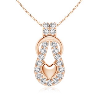 3.5mm HSI2 Diamond Infinity Knot Pendant with Puffed Heart in 18K Rose Gold