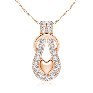 3.5mm HSI2 Diamond Infinity Knot Pendant with Puffed Heart in Rose Gold