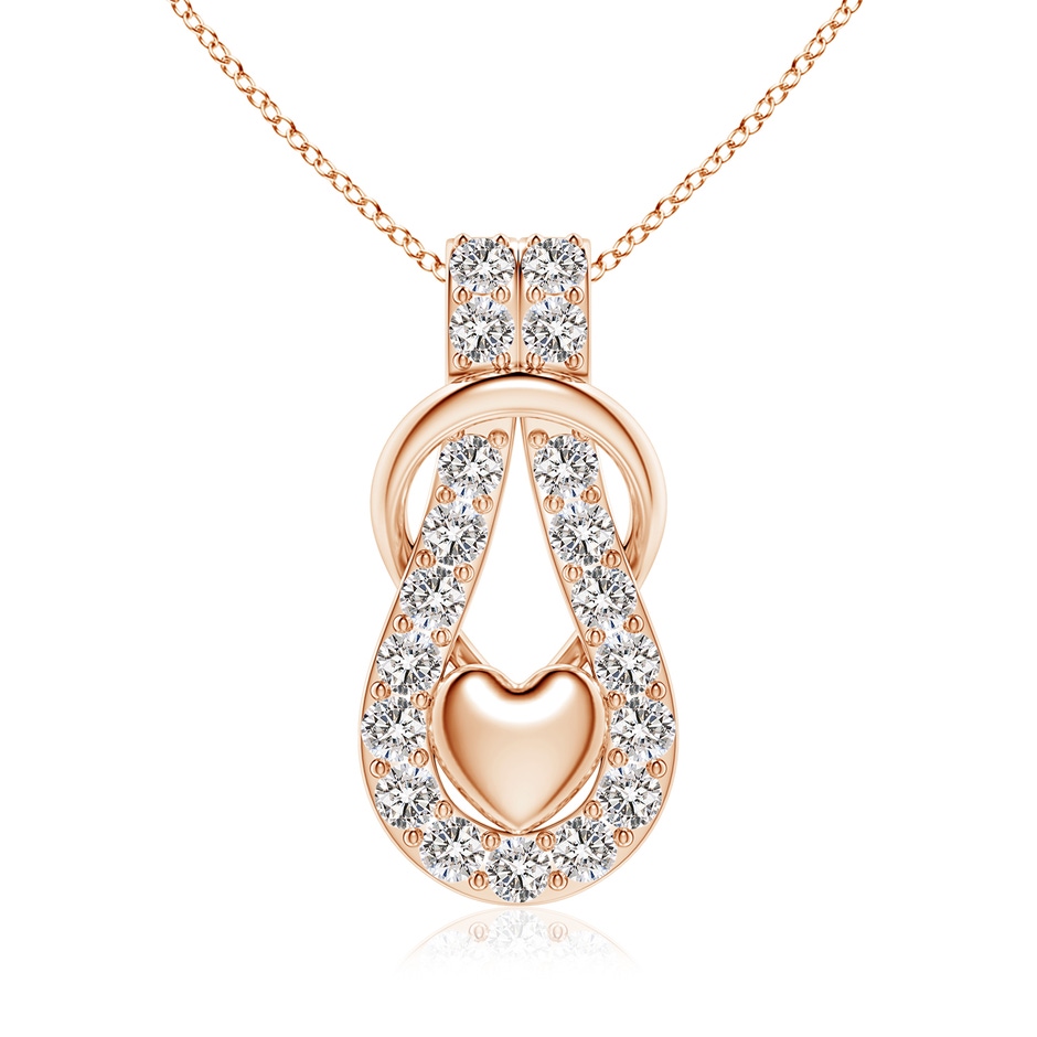 3.5mm IJI1I2 Diamond Infinity Knot Pendant with Puffed Heart in Rose Gold 