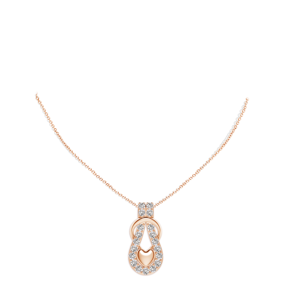 3.5mm IJI1I2 Diamond Infinity Knot Pendant with Puffed Heart in Rose Gold pen