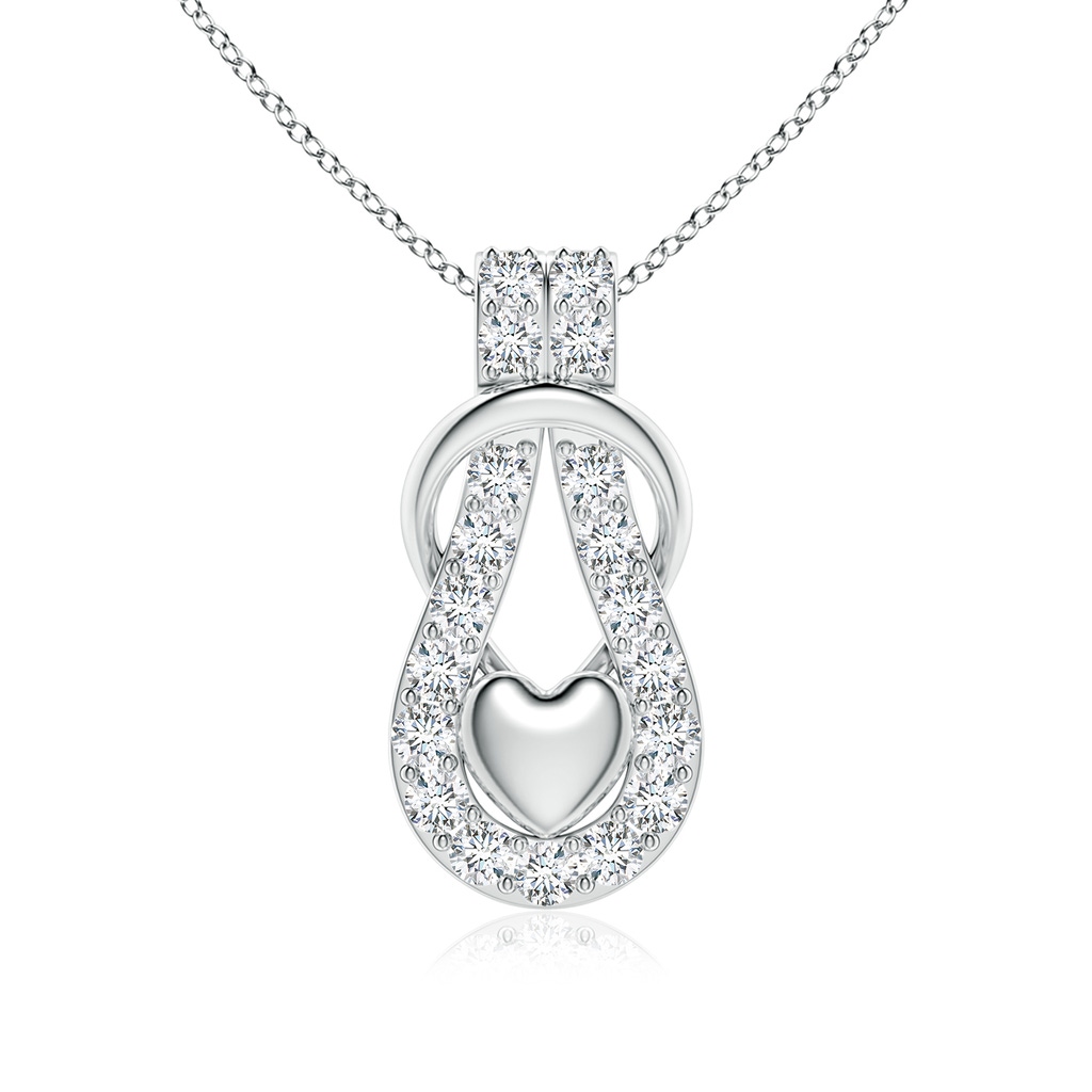 3mm GVS2 Diamond Infinity Knot Pendant with Puffed Heart in P950 Platinum 