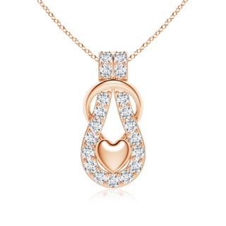 3mm GVS2 Diamond Infinity Knot Pendant with Puffed Heart in Rose Gold