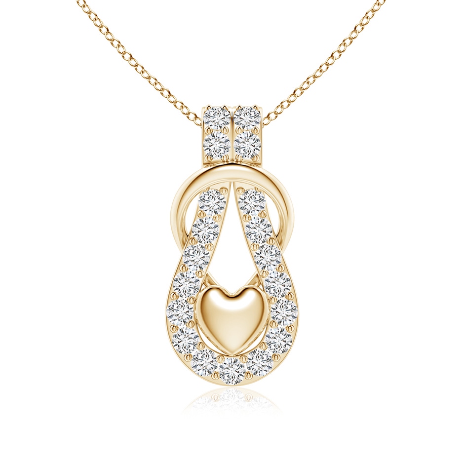 3mm HSI2 Diamond Infinity Knot Pendant with Puffed Heart in Yellow Gold 